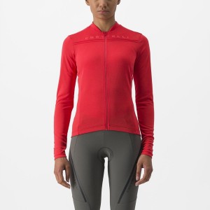 Castelli ANIMA 4 LONG SLEEVE Jersey Dame Rød | 512460FBK