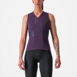 Castelli ANIMA 4 SLEEVELESS Jersey Dame Lilla Hvite | 307482FPB