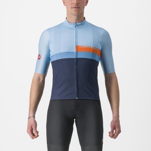 Castelli A BLOCCO Jersey Herre Blå Dyp Rød Oransje | 374016FGS