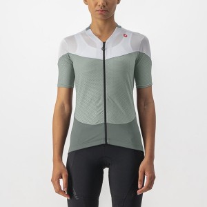 Castelli GRADIENT COLOR BLOCK Jersey Dame Grønn Hvite | 239051JCH