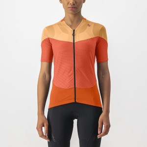 Castelli GRADIENT COLOR BLOCK Jersey Dame Dyp Rød Oransje Oransje | 615974NFH