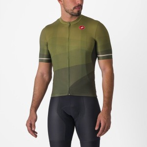 Castelli ORIZZONTE Jersey Herre Dyp Grønn Olivengrønne Sølv | 859370ELV