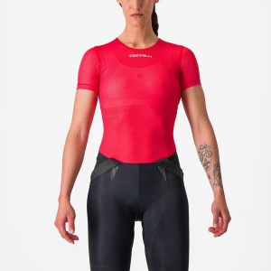 Castelli PRO MESH W SHORT SLEEVE Basislag Dame Rød | 627918DIK