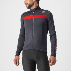 Castelli PURO 3 FZ Jersey Herre Mørke Grå Rød | 456873JQM