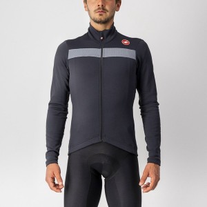 Castelli PURO 3 FZ Jersey Herre Svarte Sølv | 235986GJD