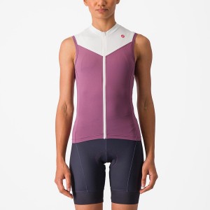 Castelli SOLARIS SLEEVELESS Jersey Dame Dyp Lilla Hvite | 769085MBA