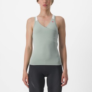 Castelli SOLARIS TOP Jersey Dame Grønn Hvite | 923507SIE