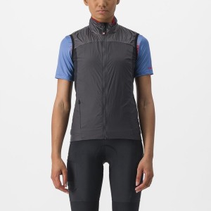 Castelli UNLIMITED W PUFFY Vest Dame Mørke Grå Rød | 730845NPA