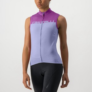 Castelli VELOCISSIMA SLEEVELESS Jersey Dame Lilla Hvite | 850692FOZ