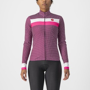 Castelli VOLARE LS Jersey Dame Hvite Rosa | 506173DHW