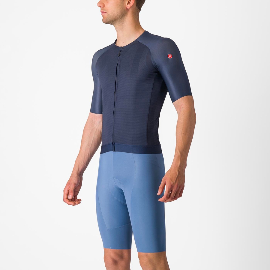 Castelli AERO RACE 7.0 Jersey Herre Blå | 549826MKZ