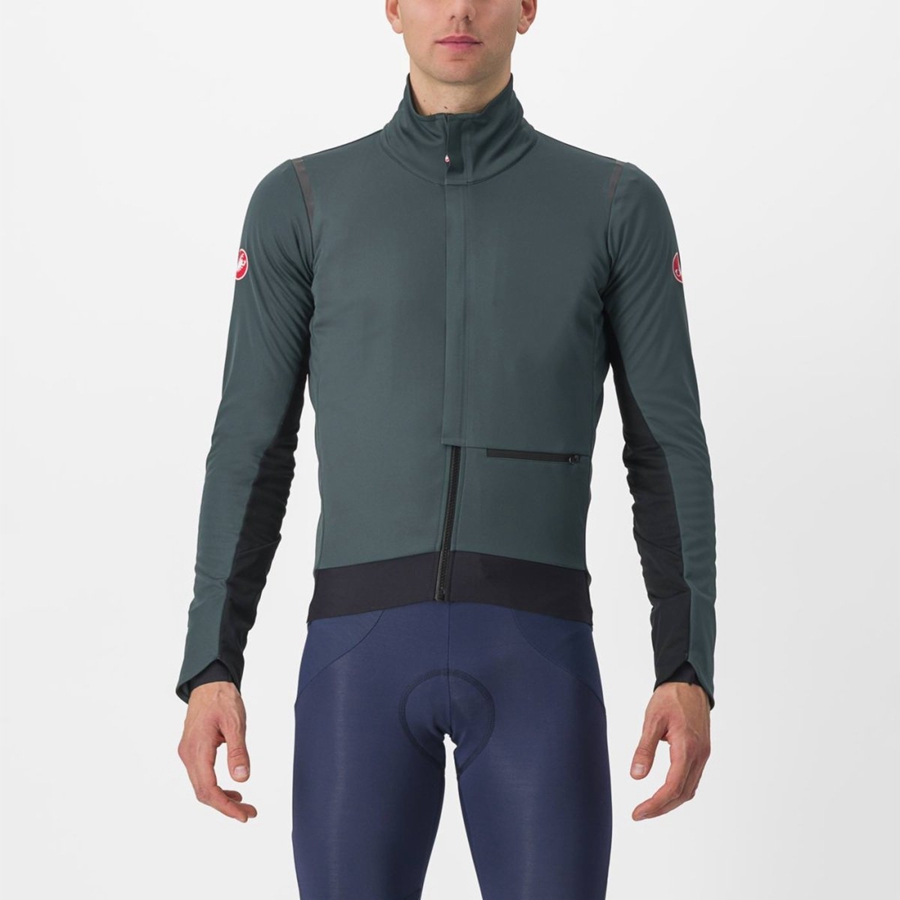 Castelli ALPHA DOPPIO ROS Jakker Herre Grønn Svarte | 406823OCV