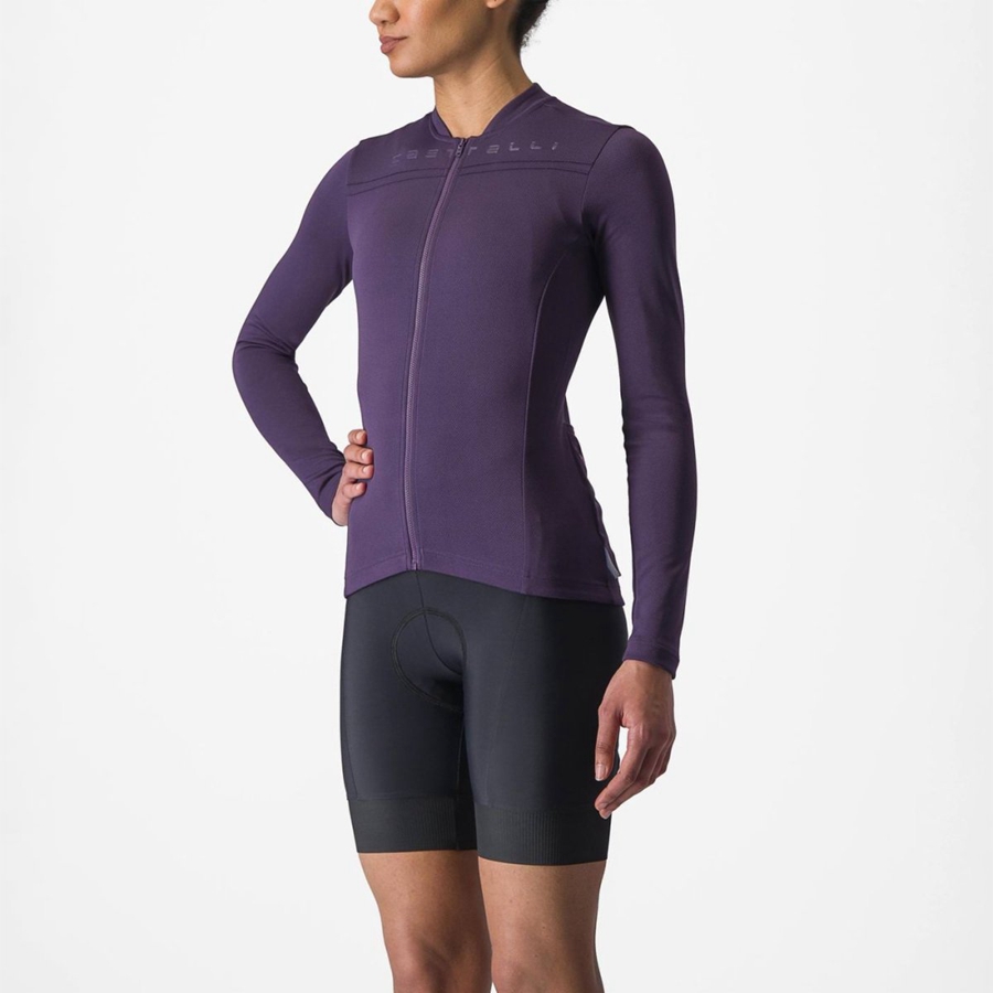 Castelli ANIMA 4 LONG SLEEVE Jersey Dame Lilla | 981076ZGK