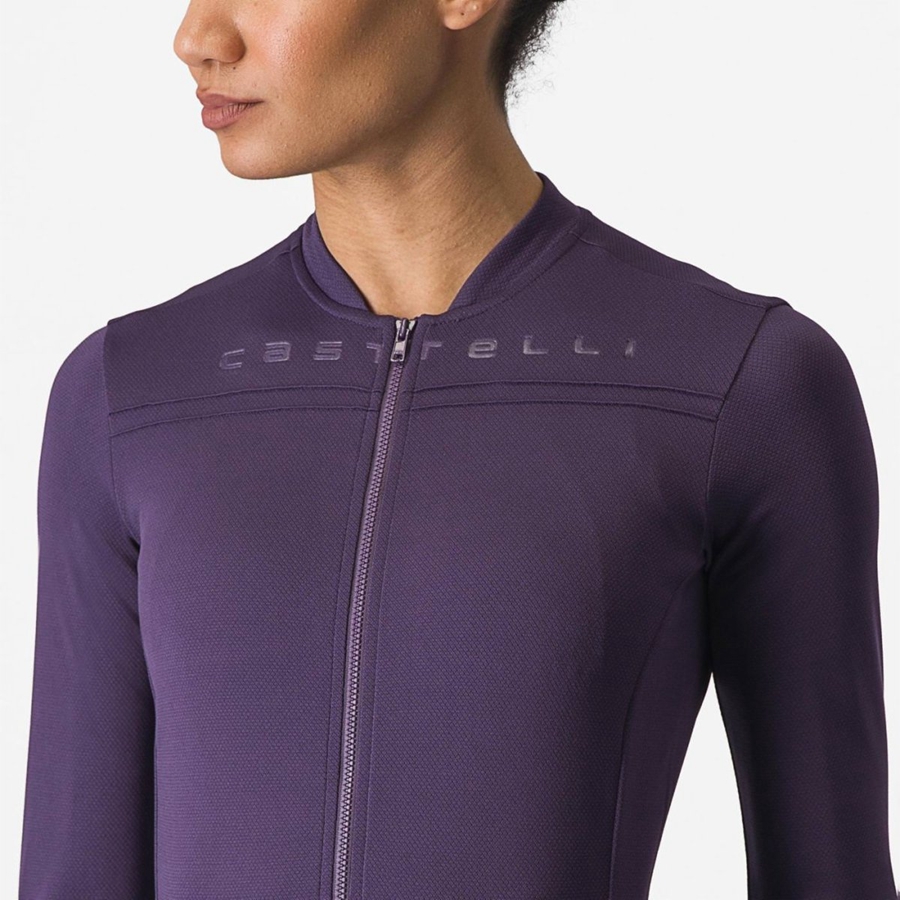 Castelli ANIMA 4 LONG SLEEVE Jersey Dame Lilla | 981076ZGK