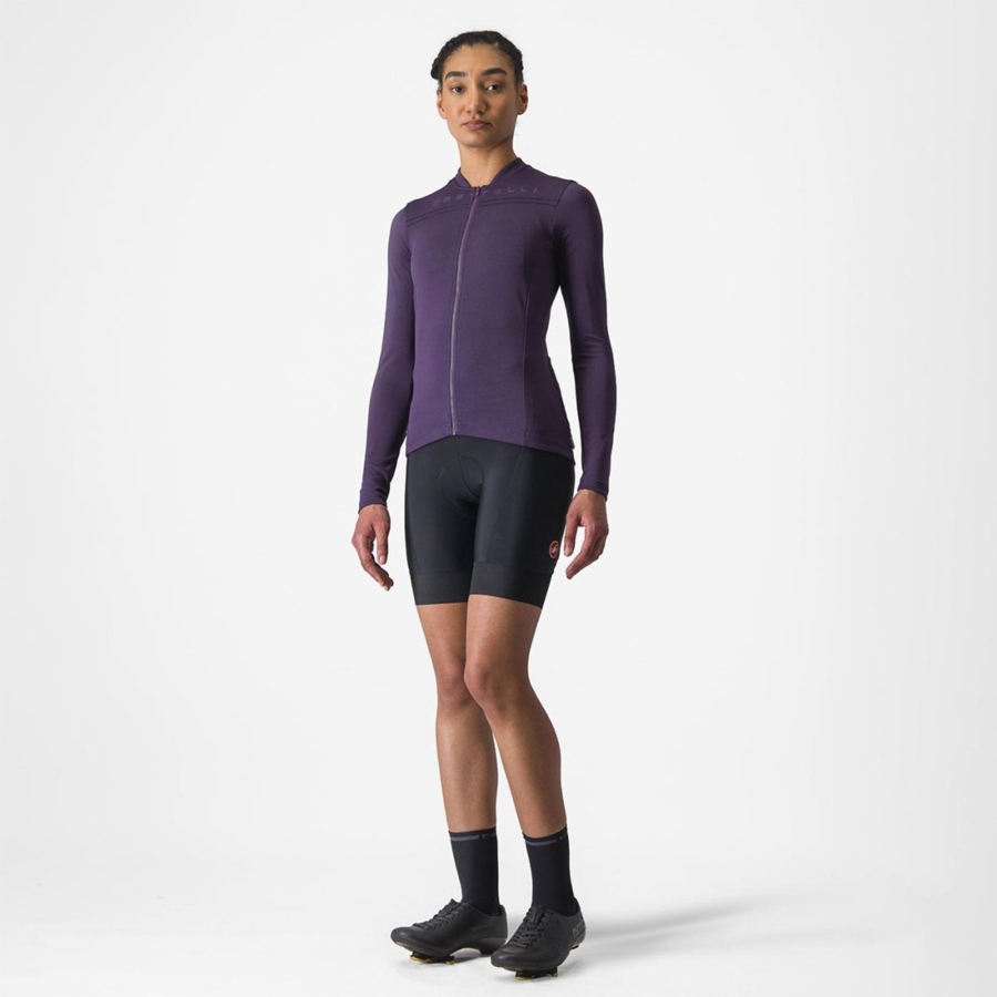 Castelli ANIMA 4 LONG SLEEVE Jersey Dame Lilla | 981076ZGK