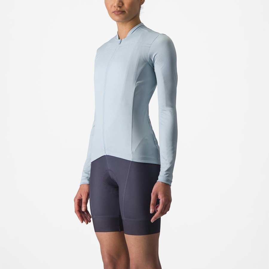 Castelli ANIMA 4 LONG SLEEVE Jersey Dame Blå | 692574UGA