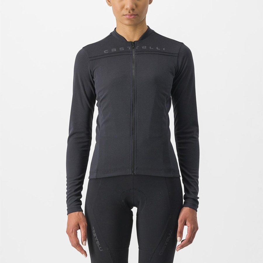 Castelli ANIMA 4 LONG SLEEVE Jersey Dame Svarte | 743081AMP