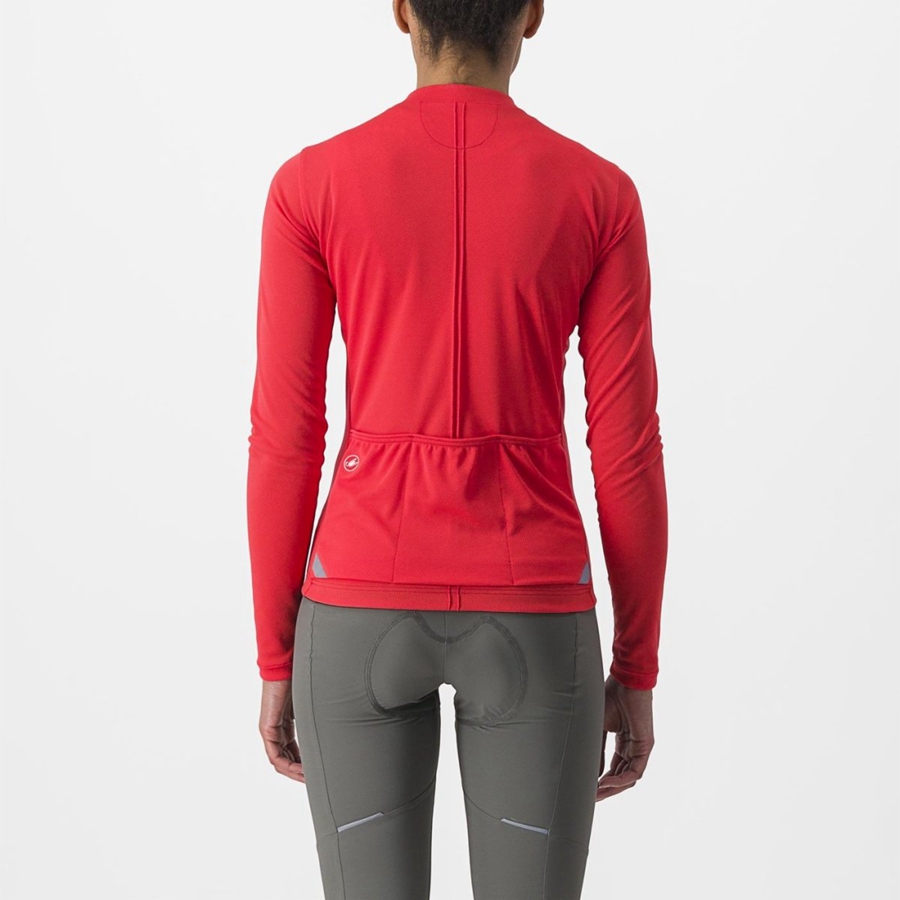 Castelli ANIMA 4 LONG SLEEVE Jersey Dame Rød | 512460FBK