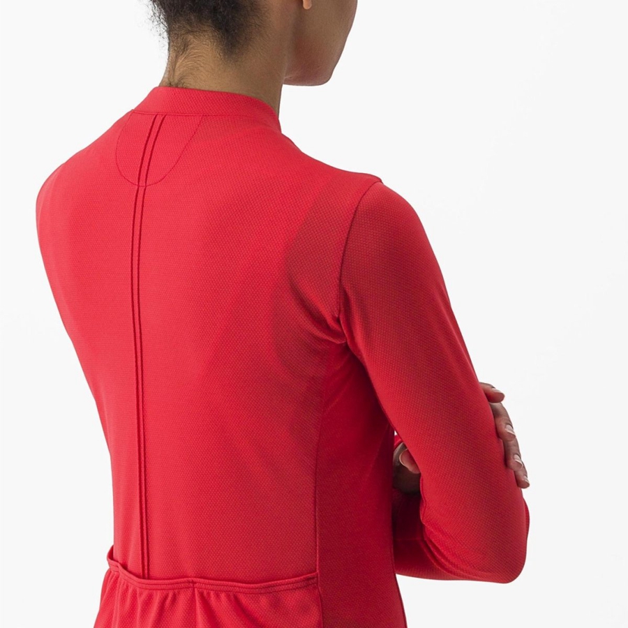 Castelli ANIMA 4 LONG SLEEVE Jersey Dame Rød | 512460FBK