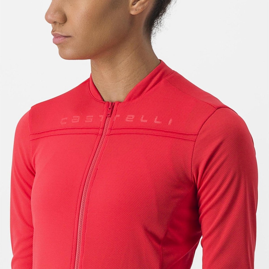 Castelli ANIMA 4 LONG SLEEVE Jersey Dame Rød | 512460FBK