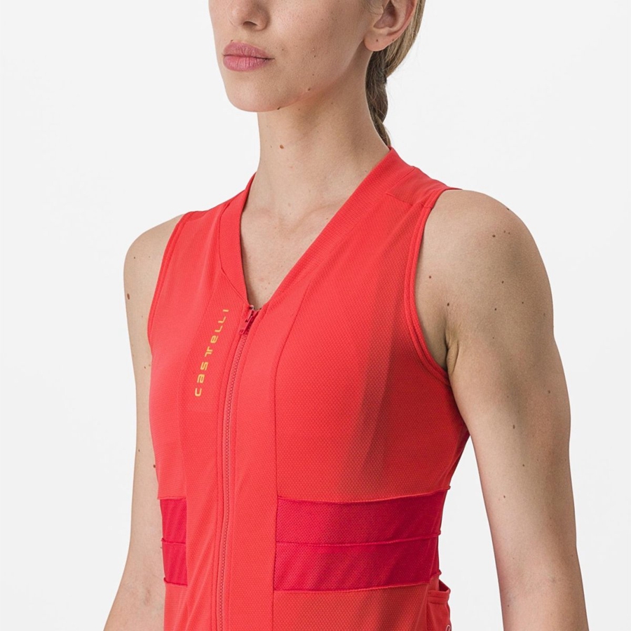 Castelli ANIMA 4 SLEEVELESS Jersey Dame Oransje | 152409SCO