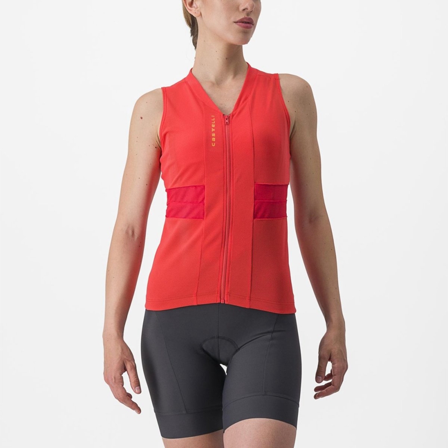 Castelli ANIMA 4 SLEEVELESS Jersey Dame Oransje | 152409SCO