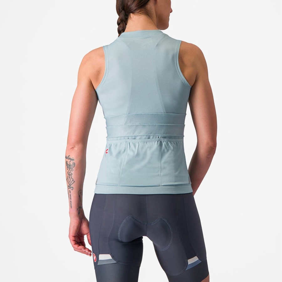 Castelli ANIMA 4 SLEEVELESS Jersey Dame Blå Mørke Grå Blå | 536714QCE