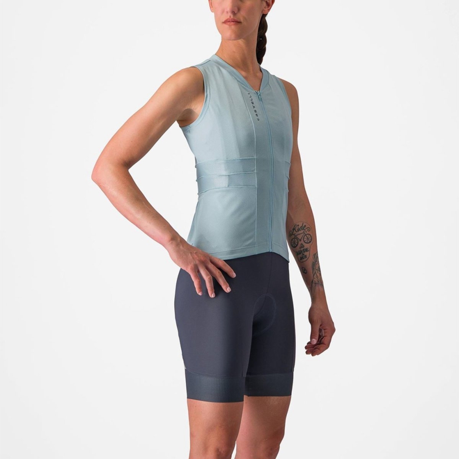 Castelli ANIMA 4 SLEEVELESS Jersey Dame Blå Mørke Grå Blå | 536714QCE