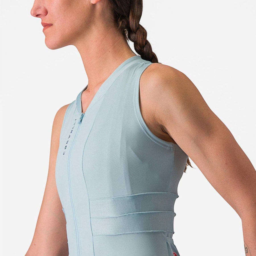 Castelli ANIMA 4 SLEEVELESS Jersey Dame Blå Mørke Grå Blå | 536714QCE