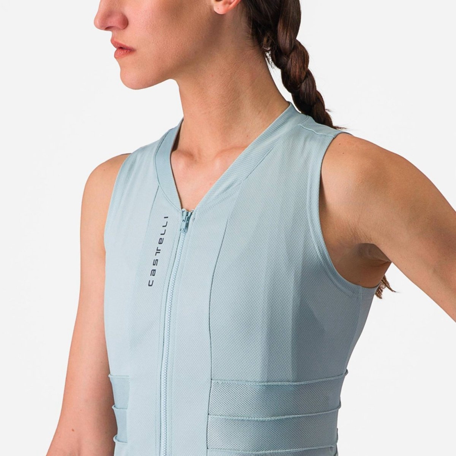 Castelli ANIMA 4 SLEEVELESS Jersey Dame Blå Mørke Grå Blå | 536714QCE