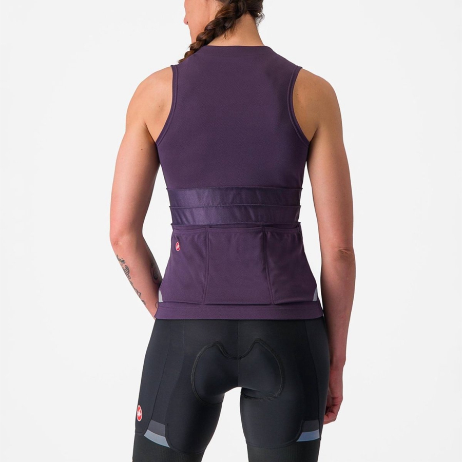 Castelli ANIMA 4 SLEEVELESS Jersey Dame Lilla Hvite | 307482FPB