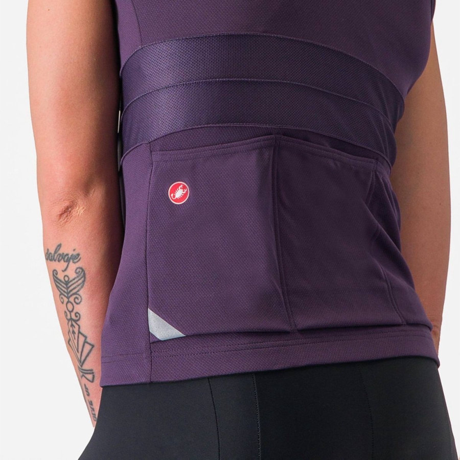 Castelli ANIMA 4 SLEEVELESS Jersey Dame Lilla Hvite | 307482FPB