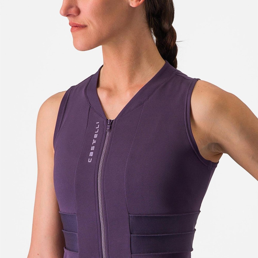 Castelli ANIMA 4 SLEEVELESS Jersey Dame Lilla Hvite | 307482FPB