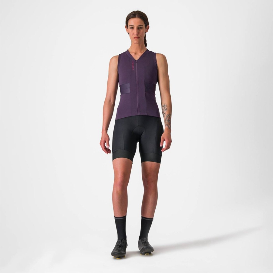 Castelli ANIMA 4 SLEEVELESS Jersey Dame Lilla Hvite | 307482FPB