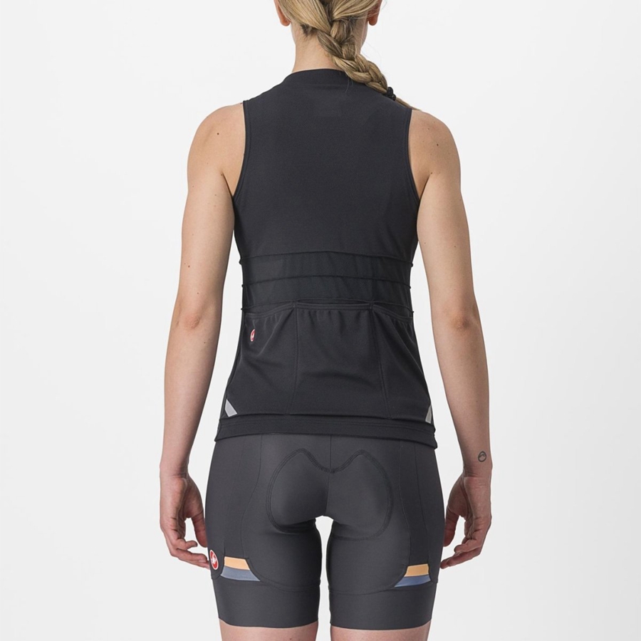 Castelli ANIMA 4 SLEEVELESS Jersey Dame Svarte Hvite | 362475JNL