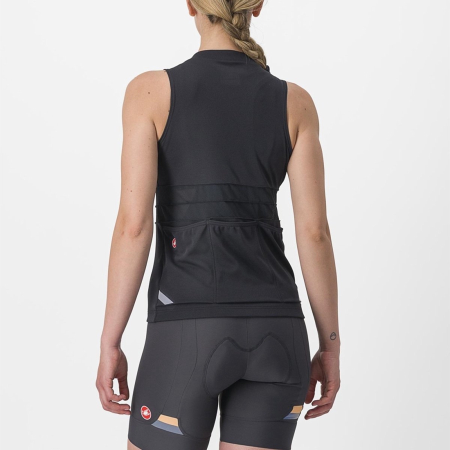 Castelli ANIMA 4 SLEEVELESS Jersey Dame Svarte Hvite | 362475JNL