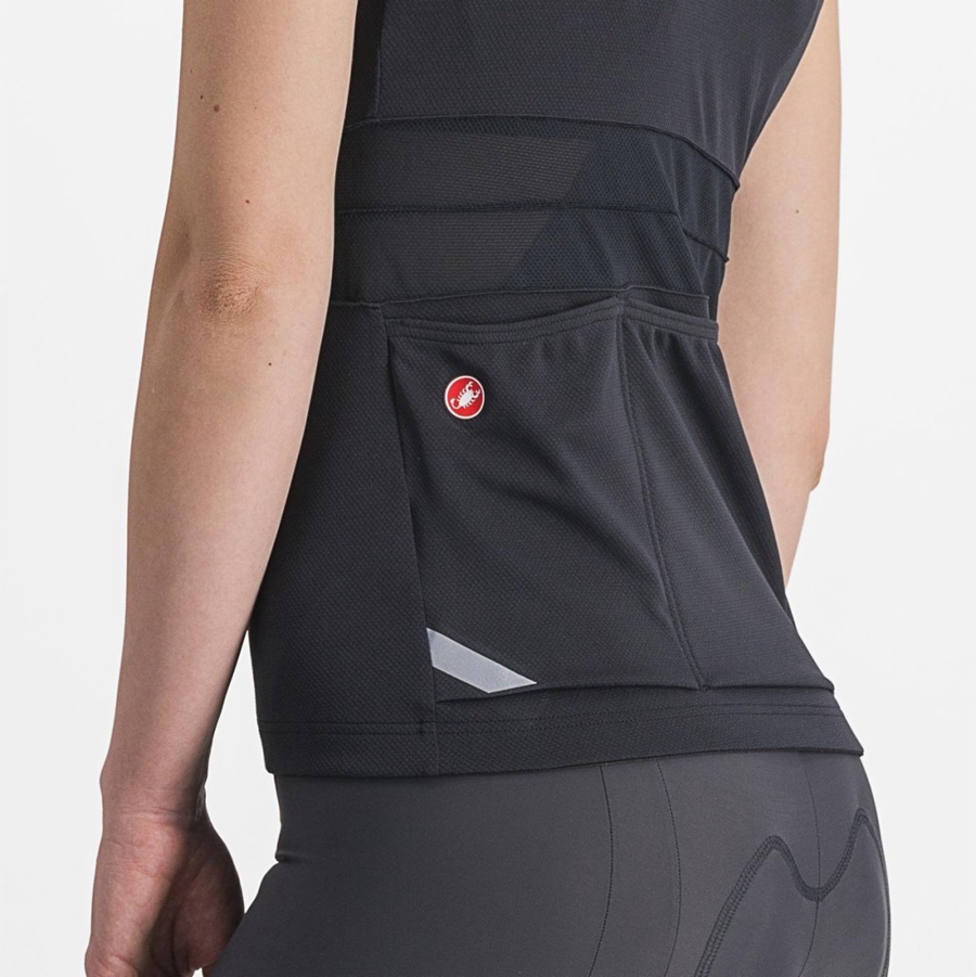 Castelli ANIMA 4 SLEEVELESS Jersey Dame Svarte Hvite | 362475JNL