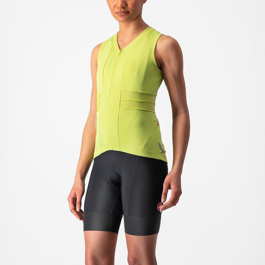 Castelli ANIMA 4 SLEEVELESS Jersey Dame Lyse Grønn | 972504PNK