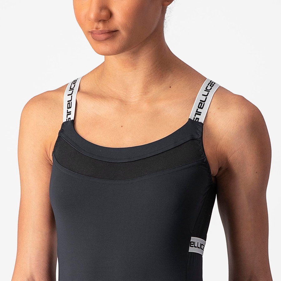 Castelli BAVETTE TOP Jersey Dame Svarte Hvite | 649852RDG