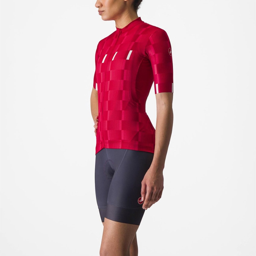 Castelli DIMENSIONE Jersey Dame Rød Hvite | 982045ARJ