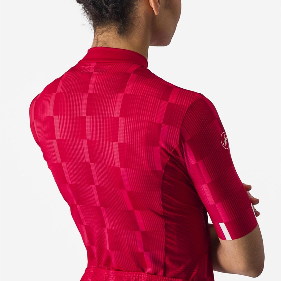 Castelli DIMENSIONE Jersey Dame Rød Hvite | 982045ARJ