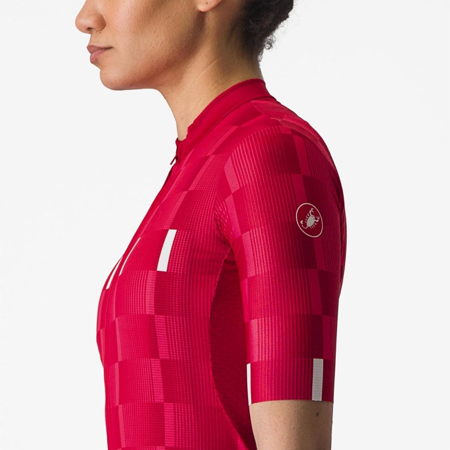 Castelli DIMENSIONE Jersey Dame Rød Hvite | 982045ARJ