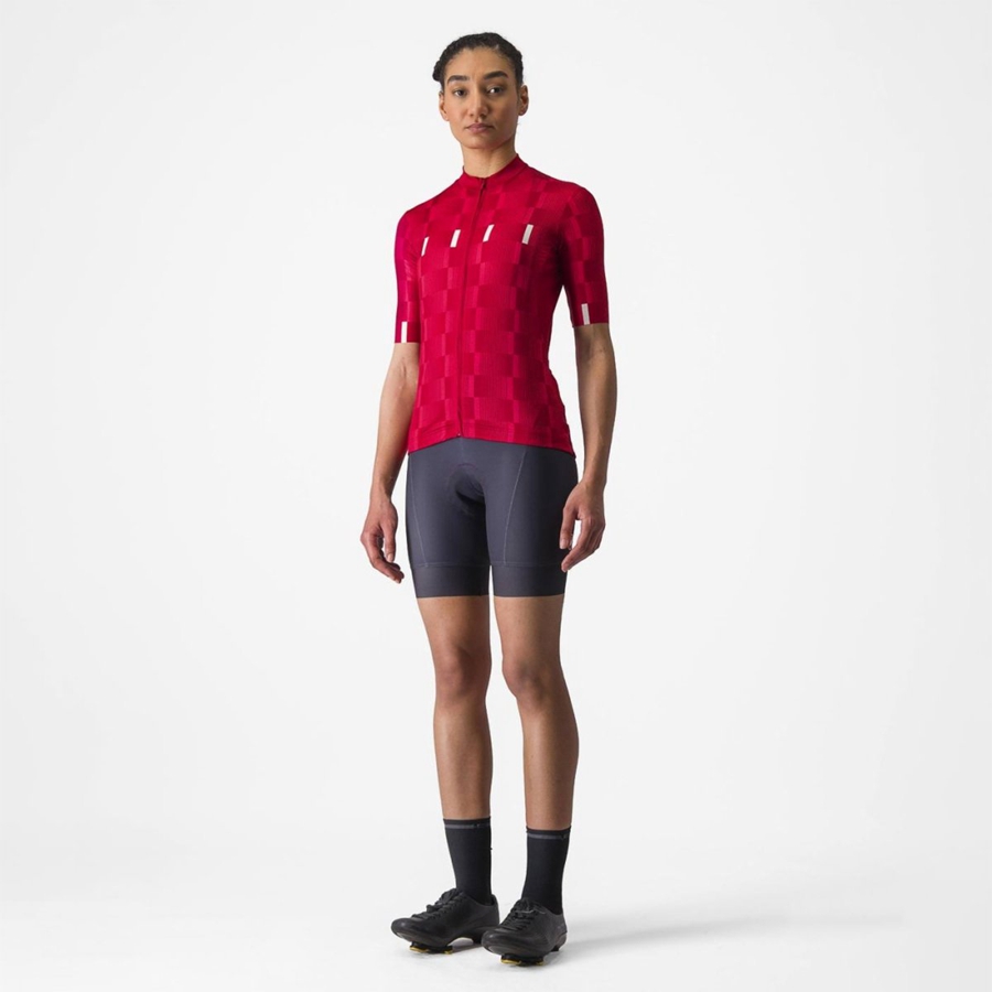 Castelli DIMENSIONE Jersey Dame Rød Hvite | 982045ARJ