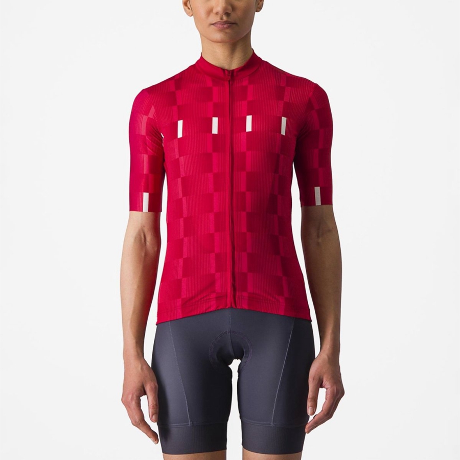 Castelli DIMENSIONE Jersey Dame Rød Hvite | 982045ARJ