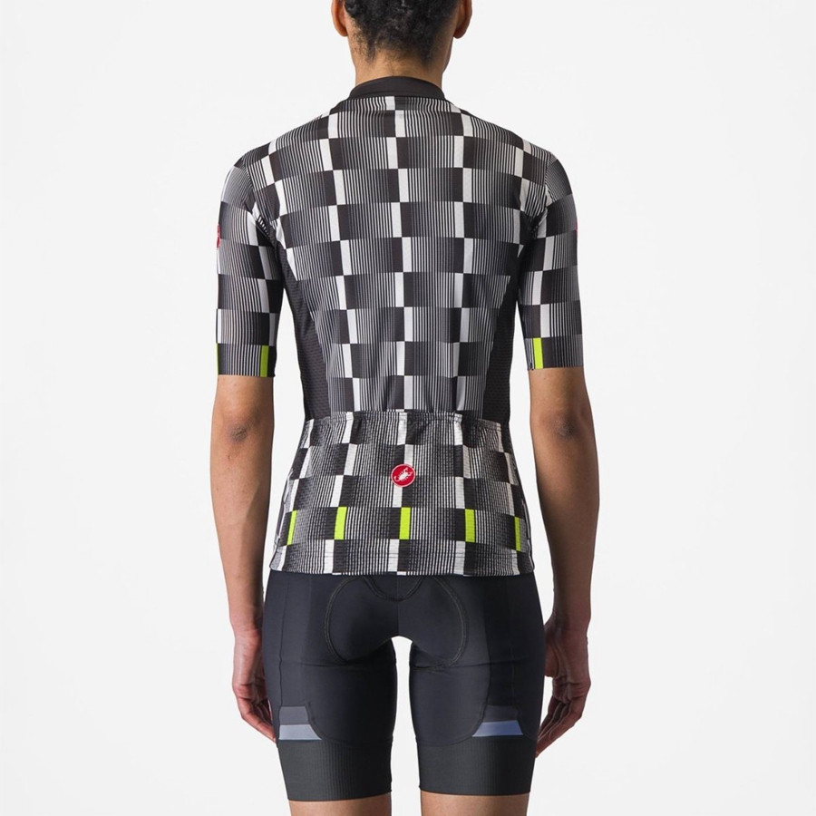 Castelli DIMENSIONE Jersey Dame Svarte Hvite Lyse Grønn | 745863PSH