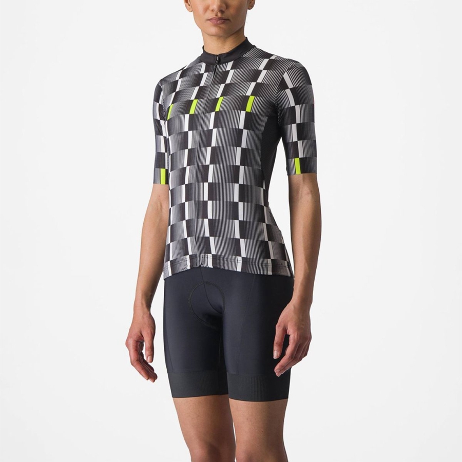 Castelli DIMENSIONE Jersey Dame Svarte Hvite Lyse Grønn | 745863PSH