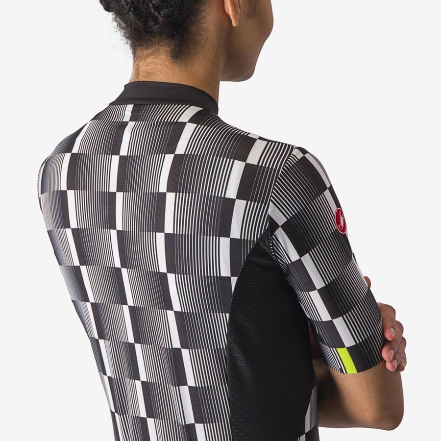 Castelli DIMENSIONE Jersey Dame Svarte Hvite Lyse Grønn | 745863PSH