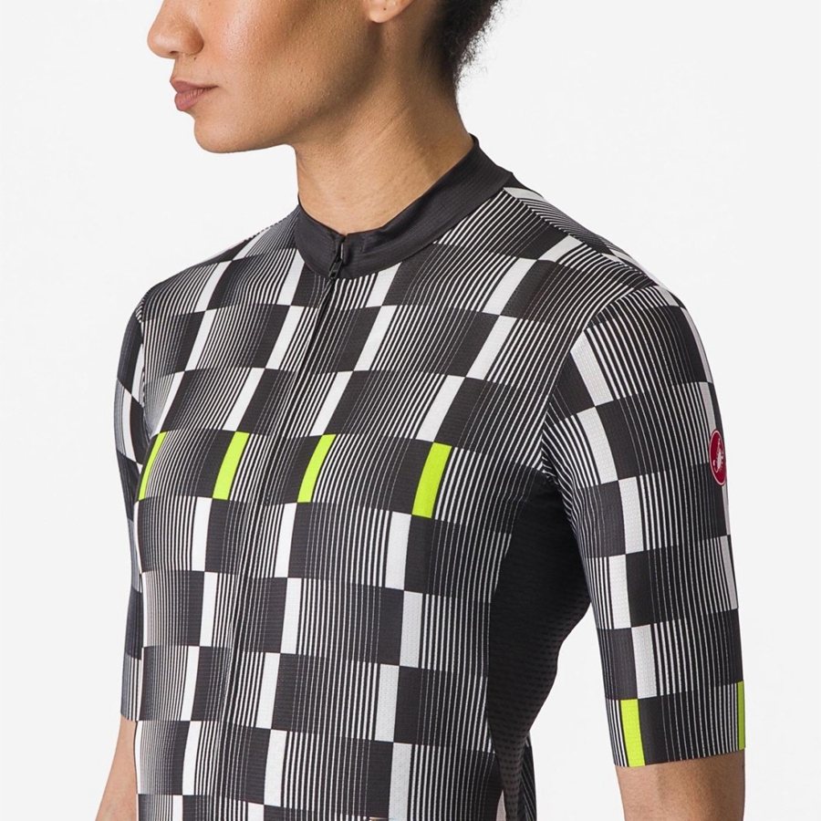 Castelli DIMENSIONE Jersey Dame Svarte Hvite Lyse Grønn | 745863PSH