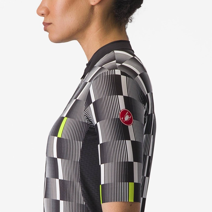 Castelli DIMENSIONE Jersey Dame Svarte Hvite Lyse Grønn | 745863PSH