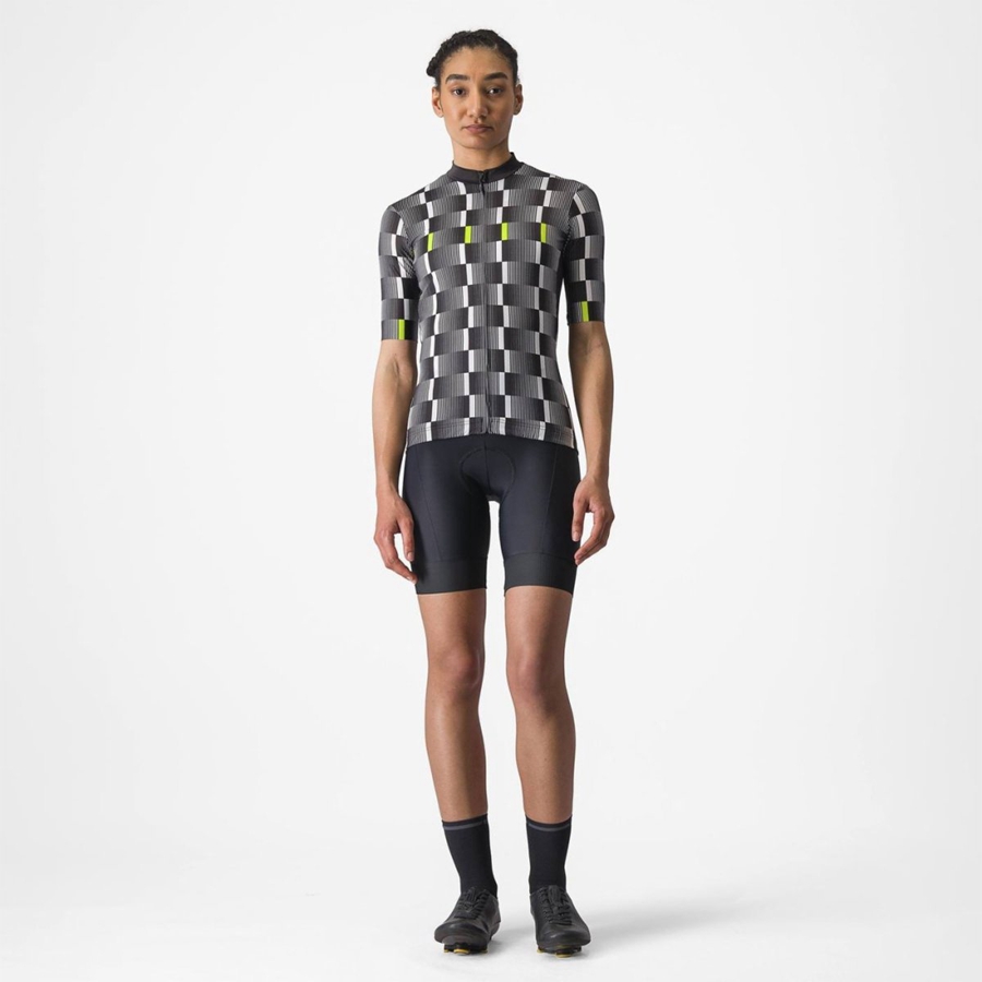 Castelli DIMENSIONE Jersey Dame Svarte Hvite Lyse Grønn | 745863PSH